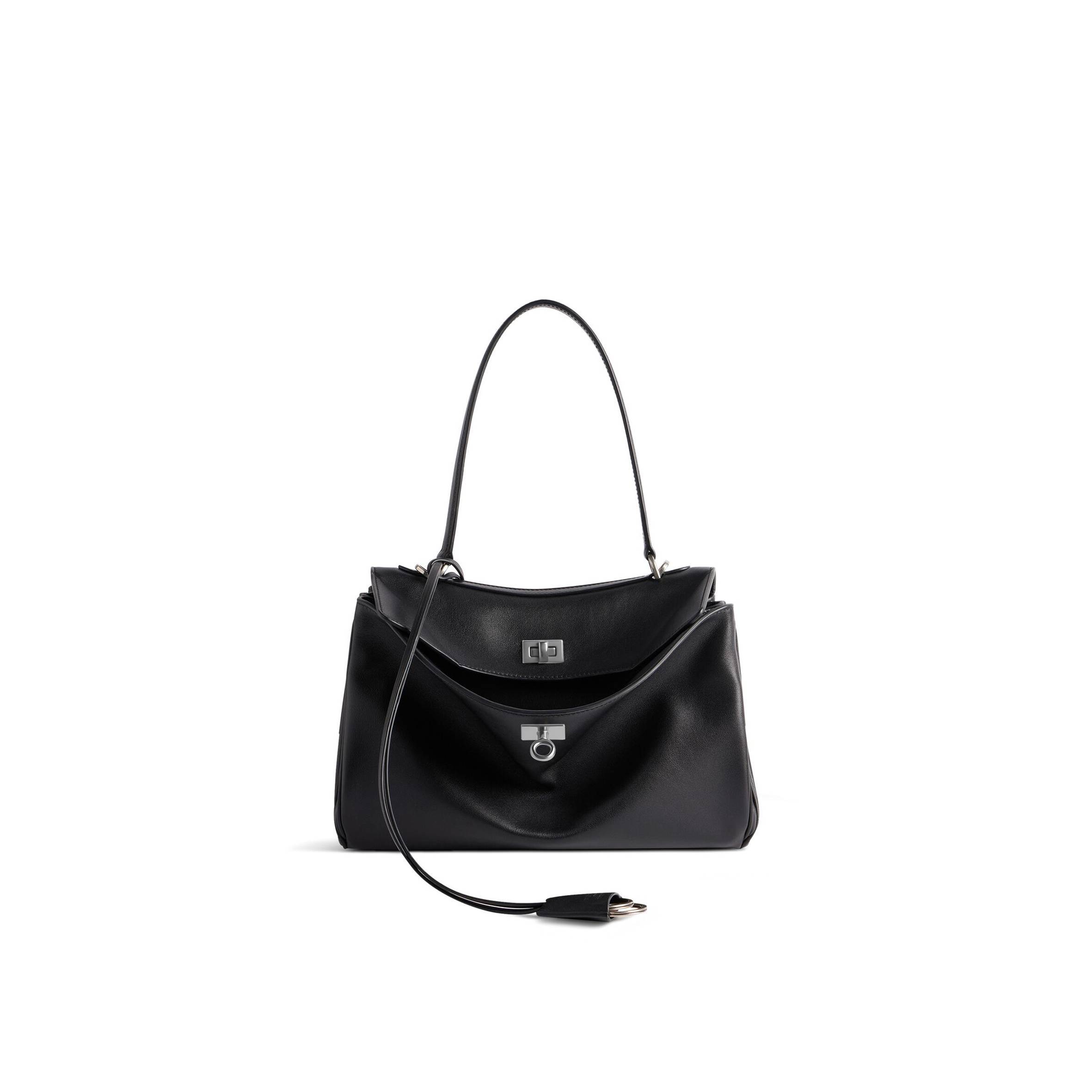 Ba*len*cia*ga rodeo small handbag in black smooth calfskin (29*20*10cm)